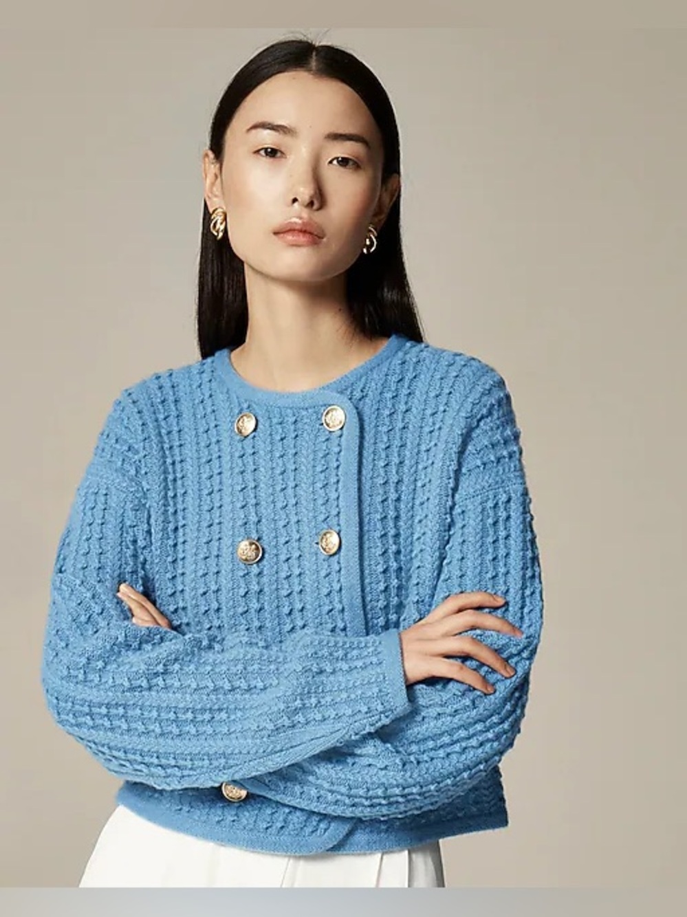 J Crew lambs wool double breasted cardigan size xl old money preppy